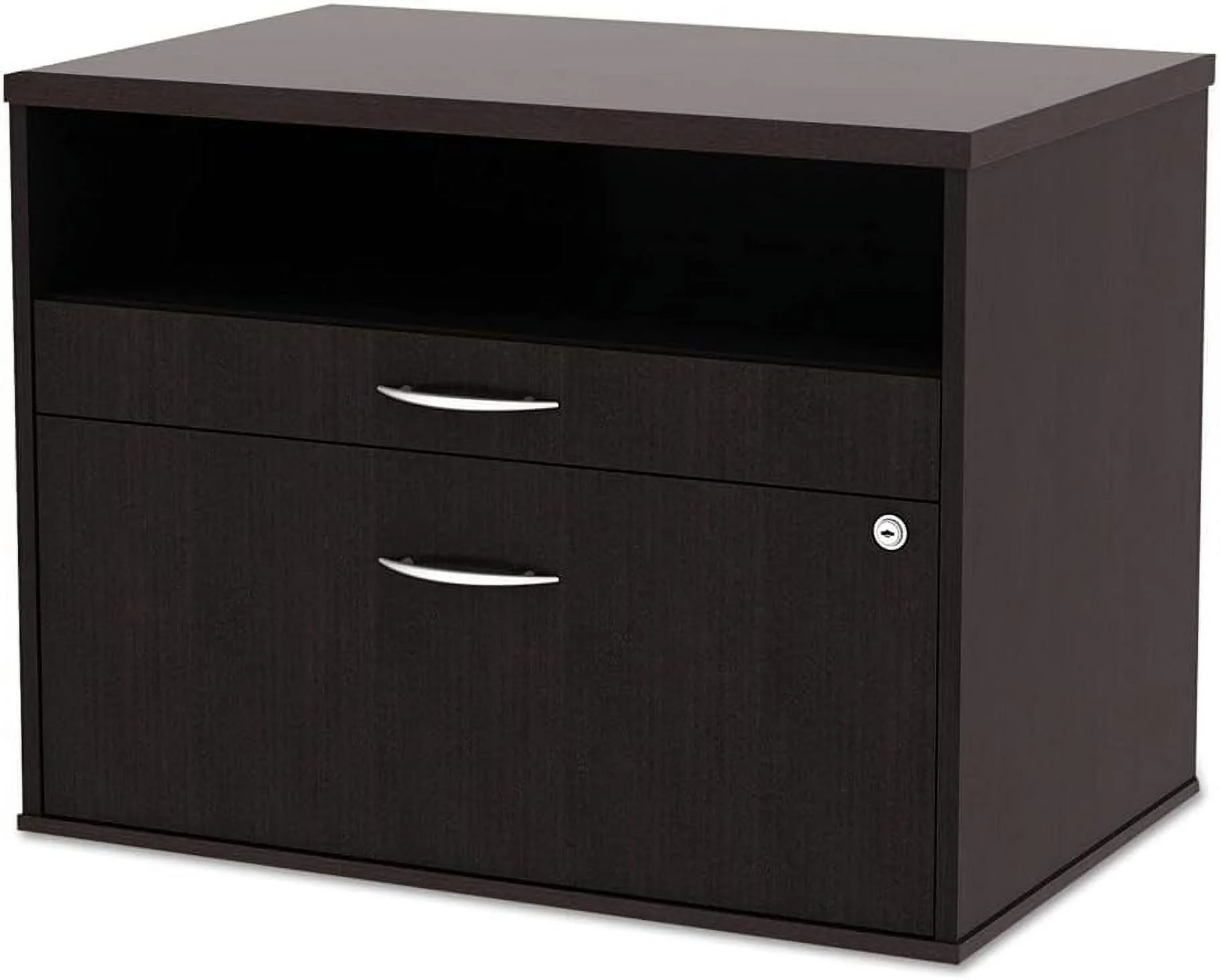 ALELS583020ES Open Office Desk Series 29.5 In. X19.13 In. X 22.88 In. 2-Drawer 1 Shelf Pencil/File Legal/Letter Low File Cabinet Credenza - Espresso