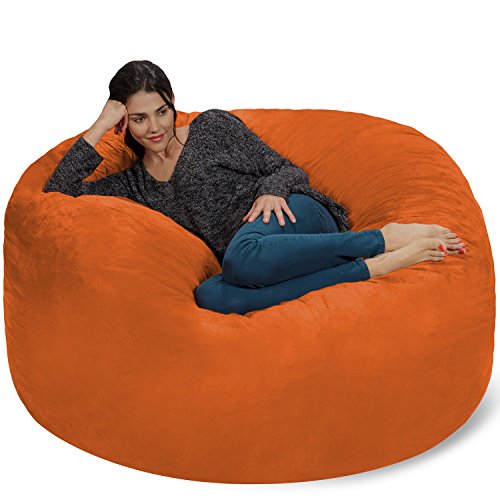 Chill Sack Bean Bag Chair - 5' Giant Memory Foam Lounge Chair with Soft Microfiber Cover – Cozy Furniture for Living Room, Dorm, & Kids' Rooms – Comfortable 5 Ft, Microsuede Lounge Sofa, Charcoal