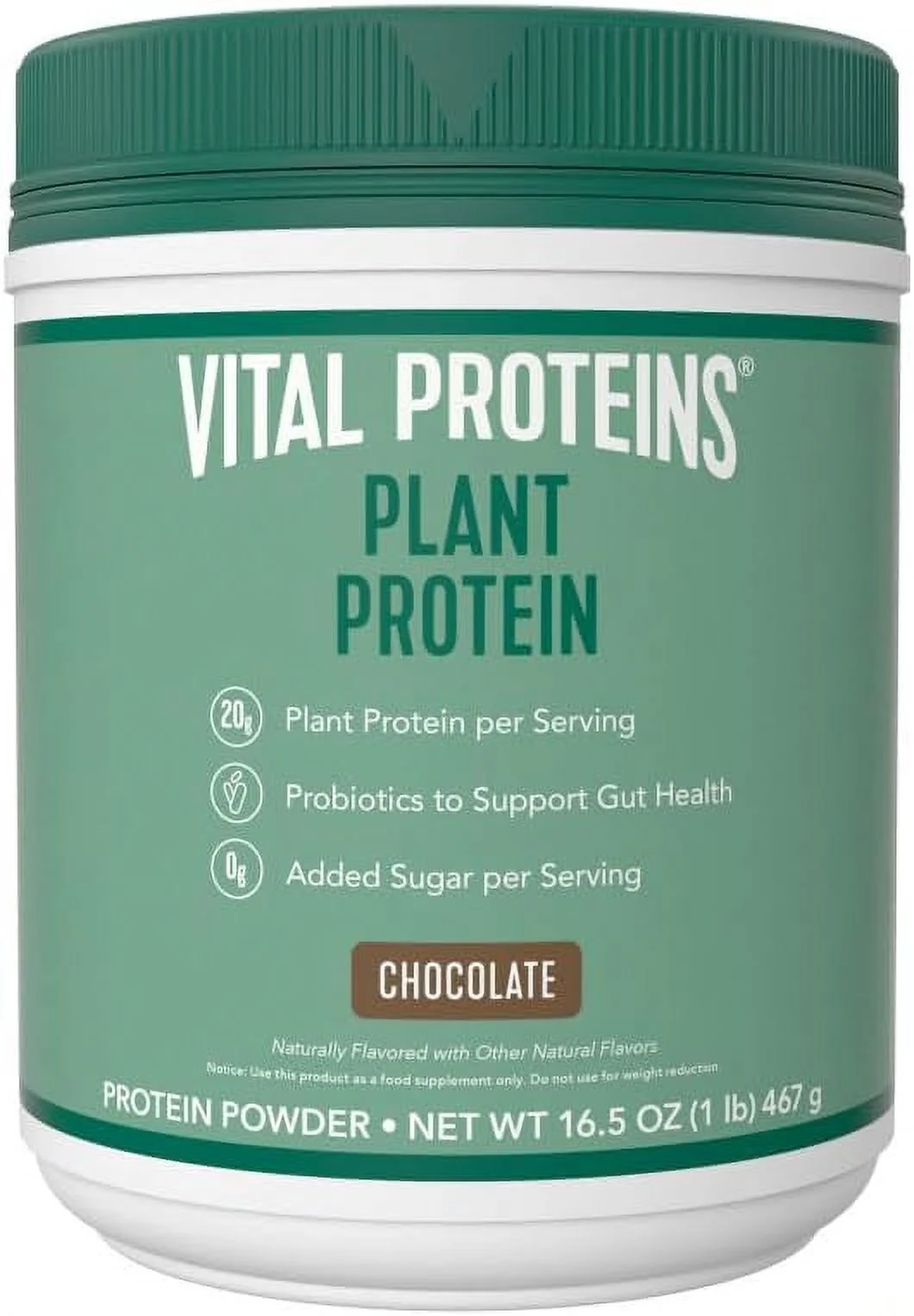Vital Proteins Plant Protein Powder, Chocolate, 20g Protein, 16.5 oz