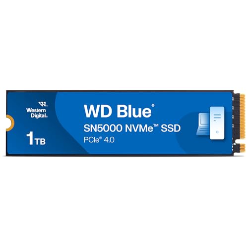 Western Digital 4TB WD Blue SN5000 NVMe Internal Solid State Drive SSD - PCIe Gen 4.0, M.2 2280, Up to 5,500 MB/s - WDS400T4B0E