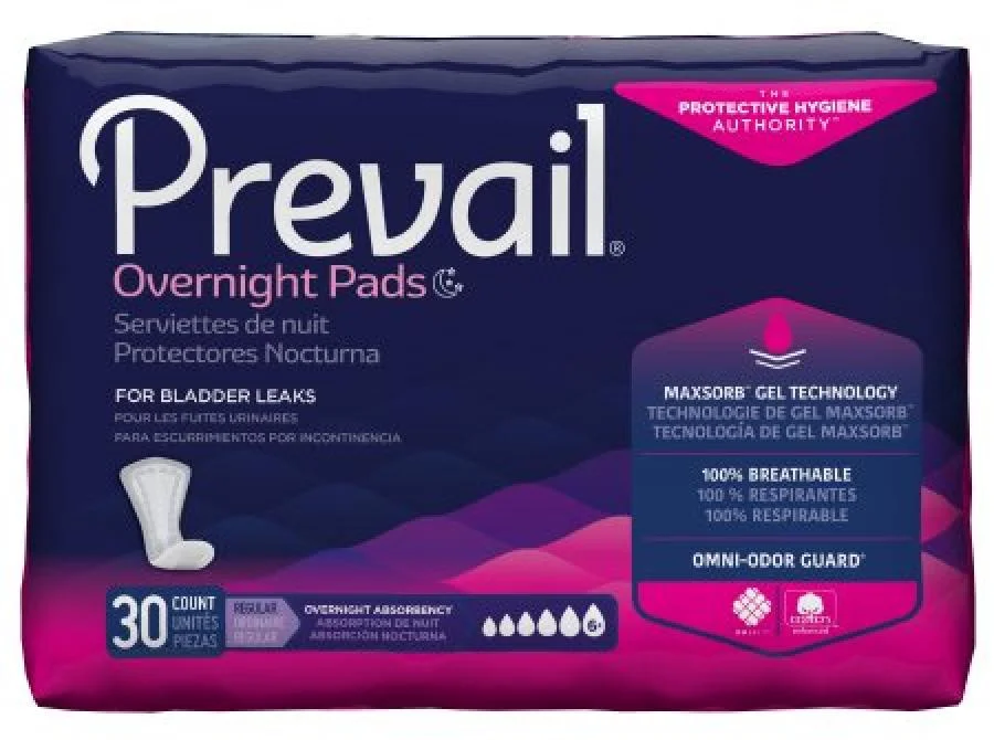 Prevail Bladder Control Pads, Overnight - Case of 120
