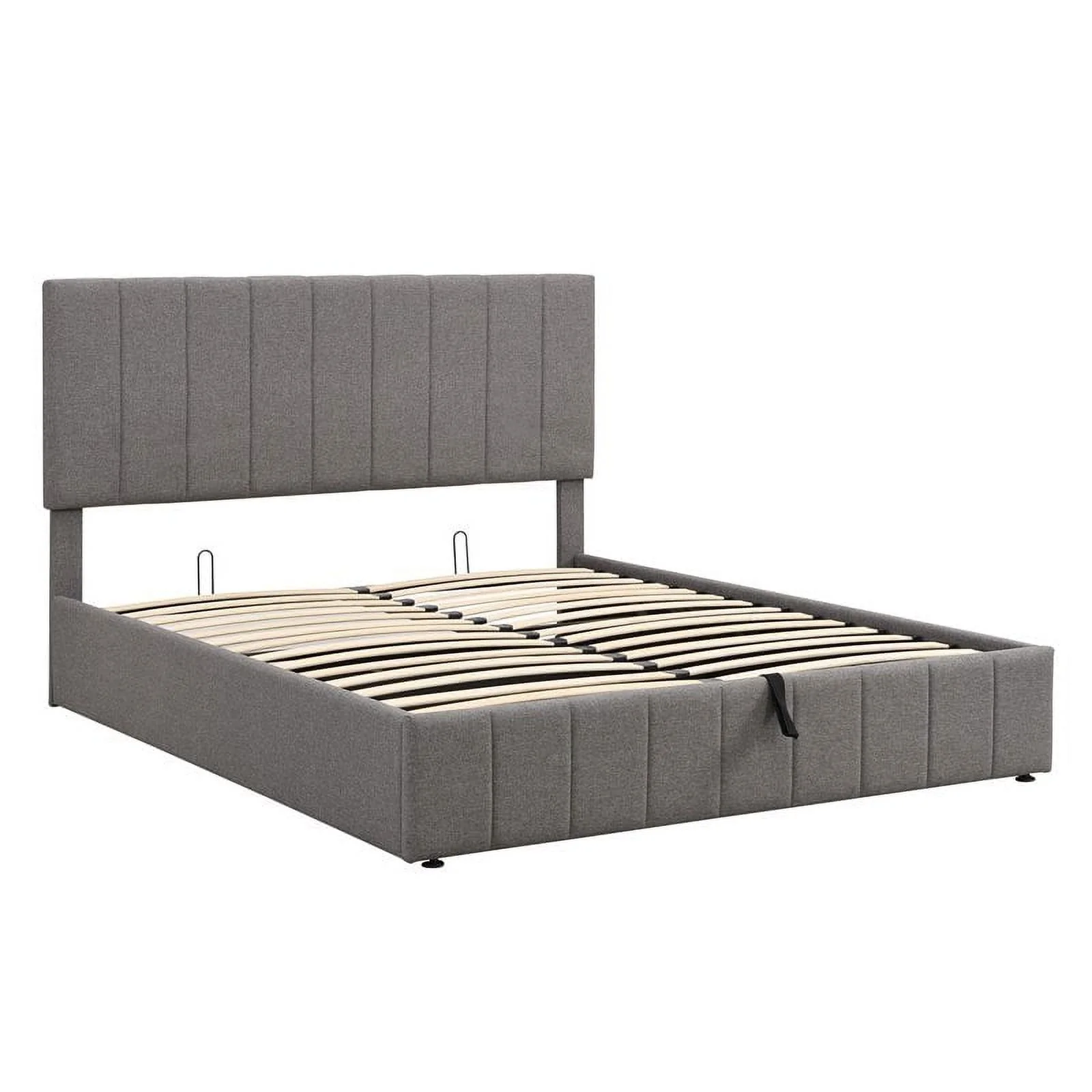 CRO Decor Twin Wood Platform Bed with Fabric Upholstery in Gray