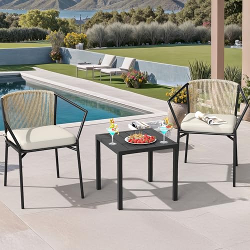 YITAHOME 4 Pieces Patio Furniture Set, Outdoor Wicker Conversation Sectional L-Shaped Sofa with 5 Seater for Backyard, Porch, Boho Detachable Lounger with Thickness Cushions and Side Table - Grey