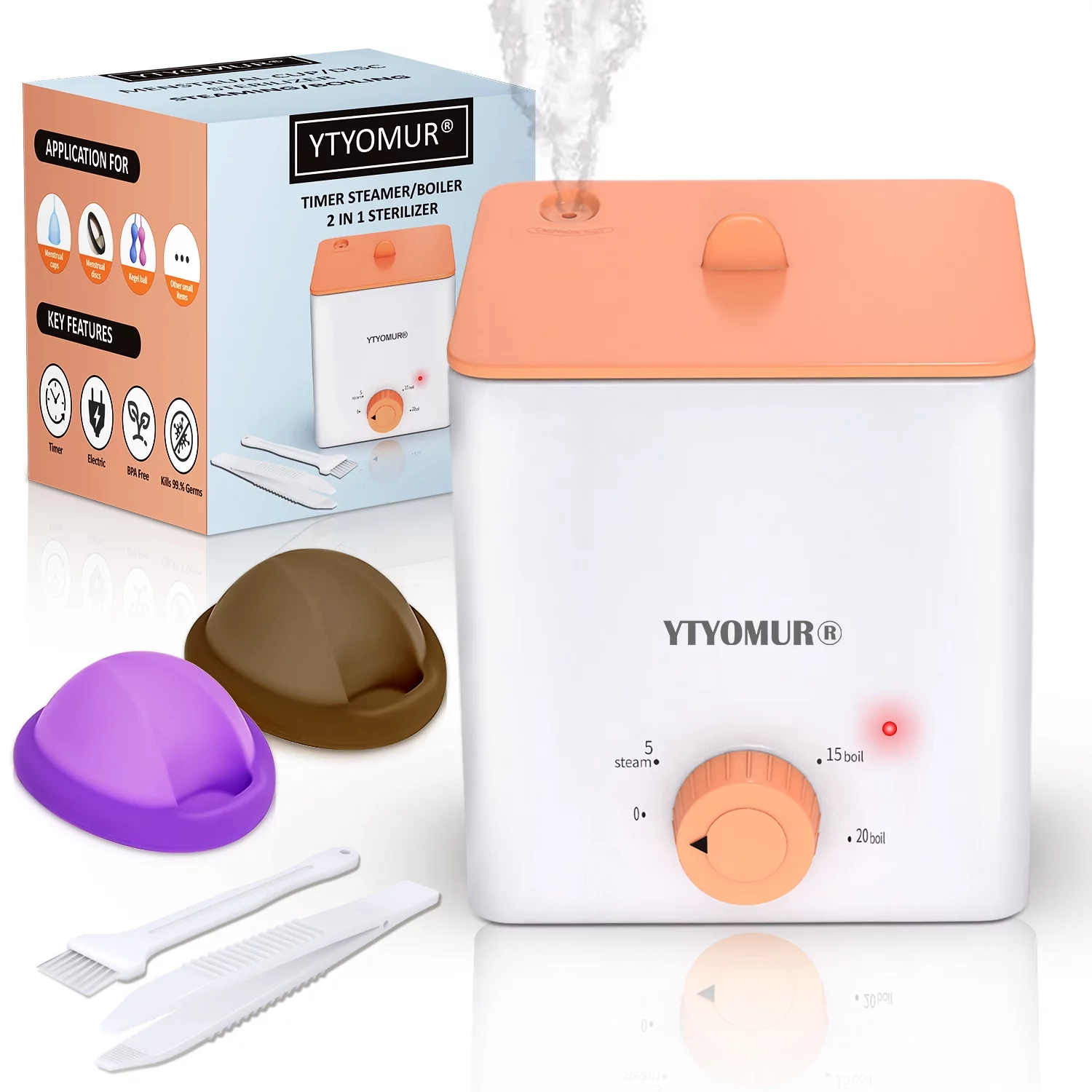 Menstrual Disc, Menstrual Cup Sterilizer Steamer with 2 Reusable Menstrual Discs|Tampon,Pad Alternative