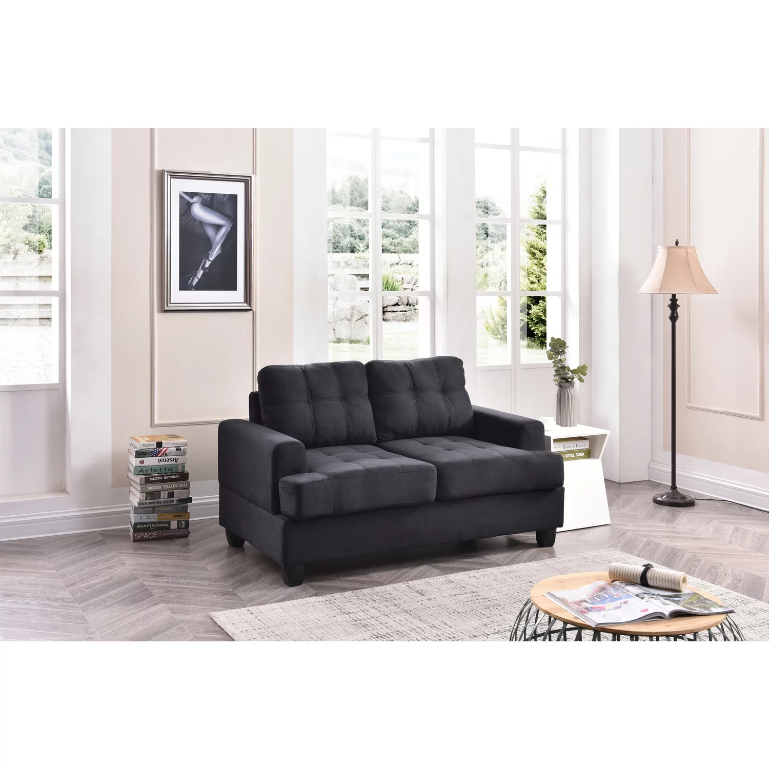 Homestock Sophisticated Simplicity G515A-L Loveseat , Black