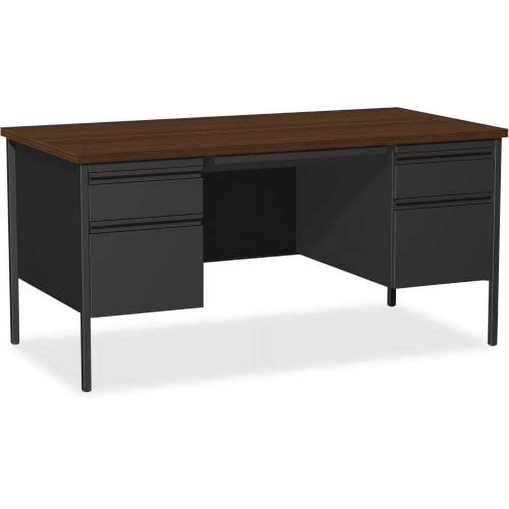 Lorell Fortress Series Double-Pedestal Desk Rectangle Top - 2 Pedestals - 60