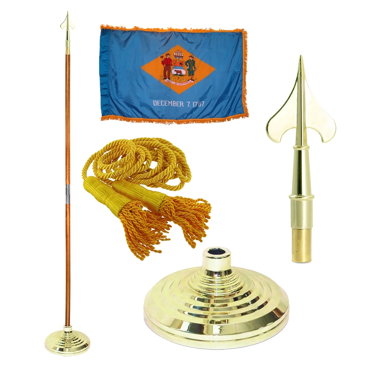 Indoor Delaware State Flag Kit - 7ft Pole - Army Spear