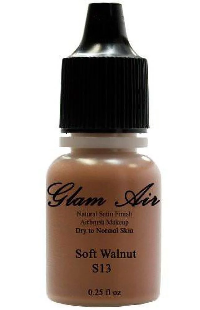 Glam Air Airbrush Water Based Makeup Foundations Satin S13 Soft Walnut, S14 Toasted Walnut, S15 Summer Bronze - 0.25 Oz Set of 3