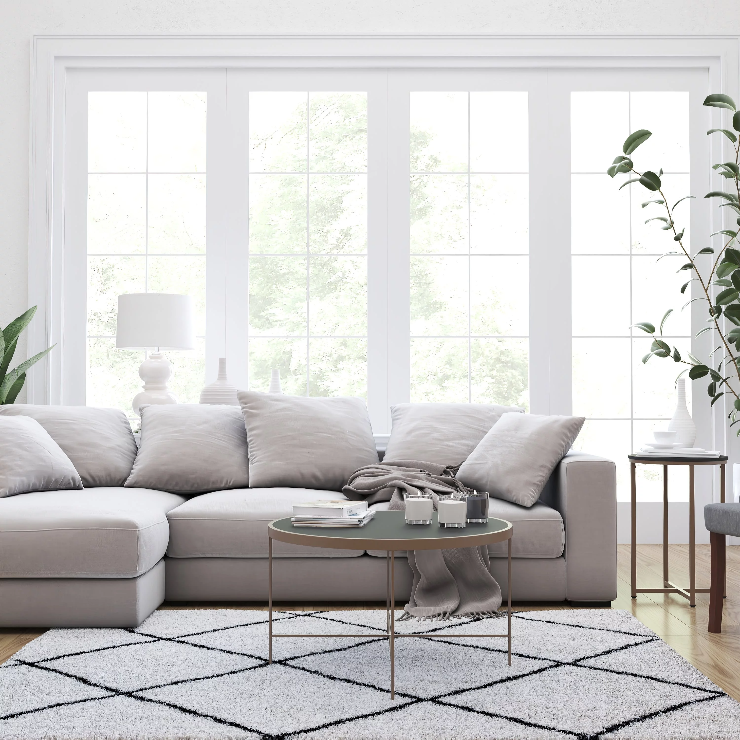 Merrick Lane Tempered Glass Coffee Table in Black with Matte Gold Round Metal Frame