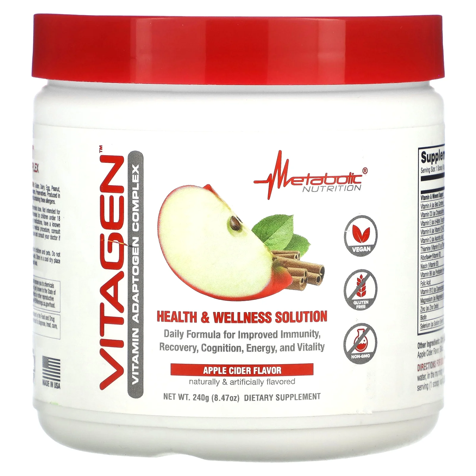 Metabolic Nutrition VitaGen, Apple Cider, 8.47 oz (240 g)
