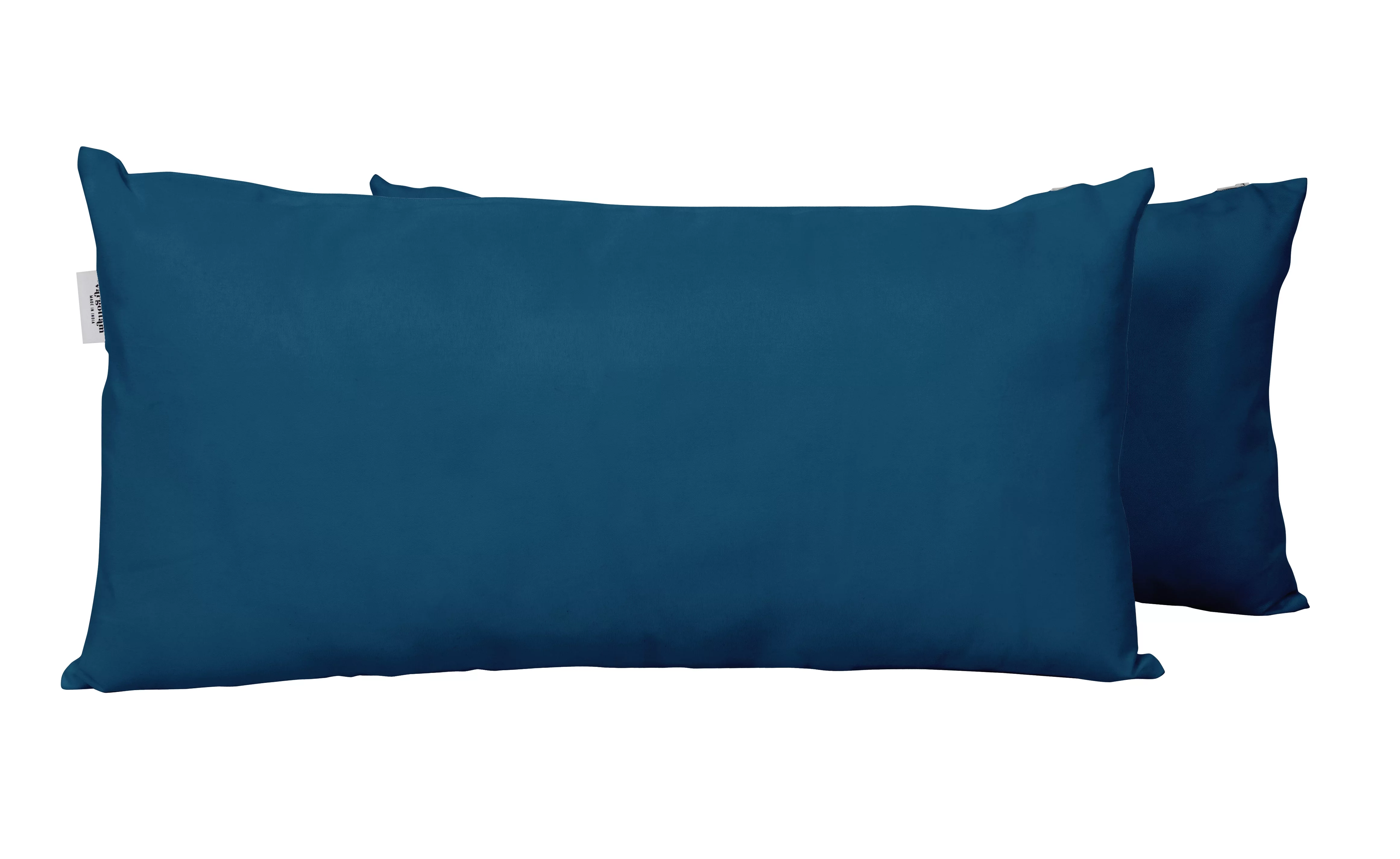 Vargottam Indoor/Outdoor Polyester Fabric Lumbar Pillow With Insert, All-Weather Waterproof Decorative Throw Pillow for Patio Furniture-Set of 2 - Navy Blue