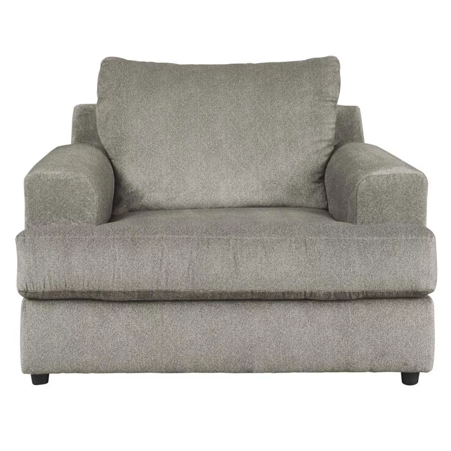 Benjara Fabric Upholstered Chair and a Half with T Cushioned Seat, Gray