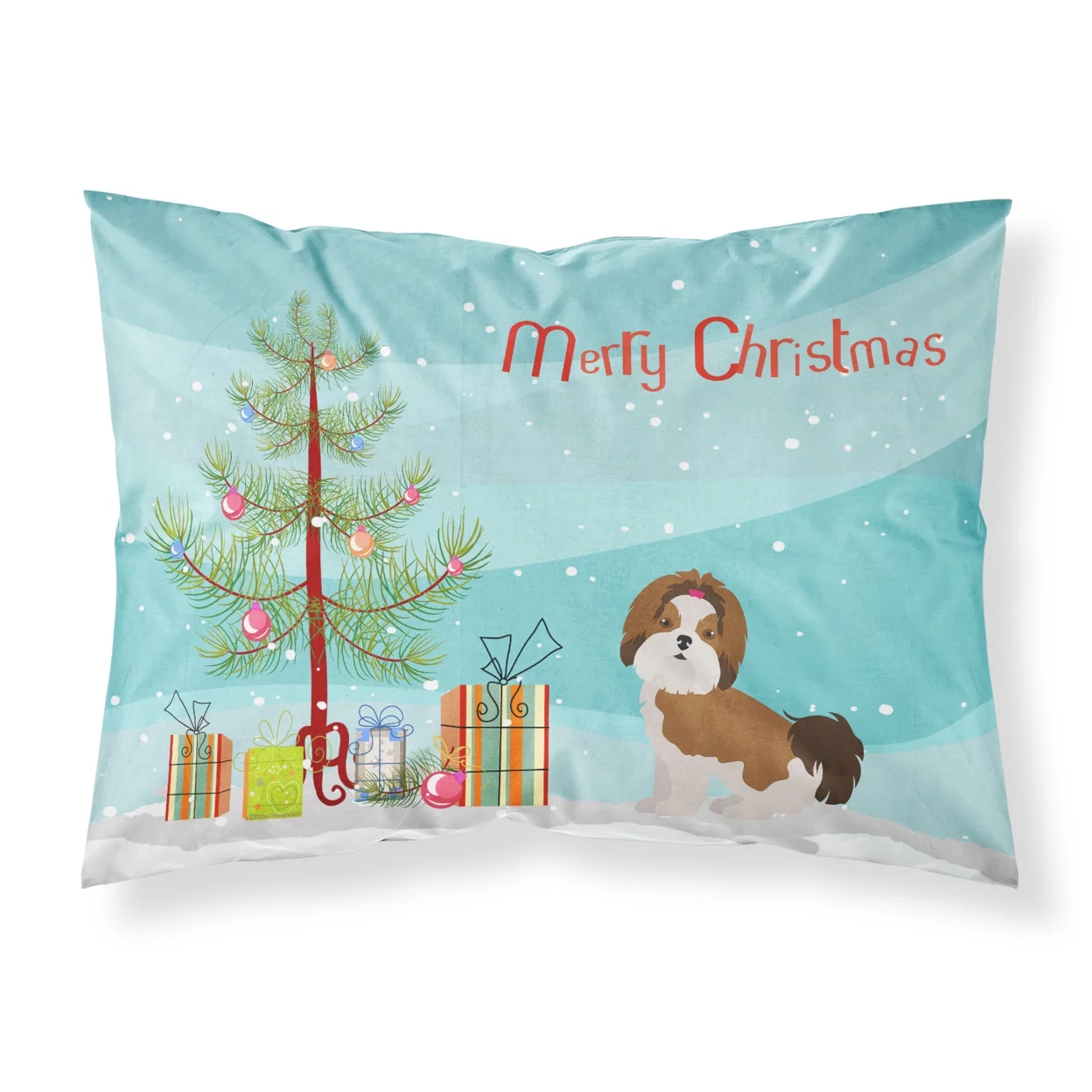 Carolines Treasures CK3459PILLOWCASE Imperial Shih Tzu Christmas Tree Fabric Standard Pillowcase, Standard, multicolor