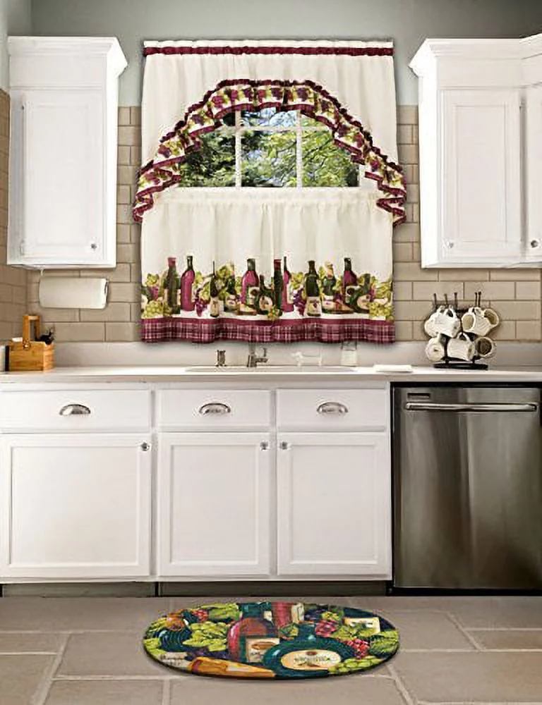 Achim Home Furnishings CYTS36BU06 Chardonnay Tier and Swag Set, 57