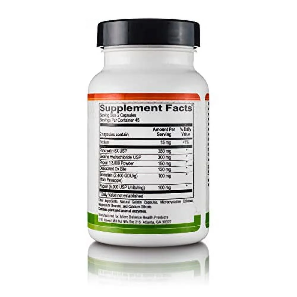 Micro Balance Digest Assist with Pancreatin, Betaine HCL, Papain, Ox Bile, Bromelain, and Pepsin to Support Digestion, 90 Capsules