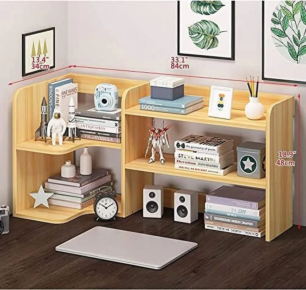 HOOMHIBIU Bookcase Bookshelf Bookcase with Cabinet 2- Desktop Bookshelf Office Supplies Desk Organizer Accessories Display Rack Bookshelves Book Case (Color   Natural  Size   64 * 34 * 48