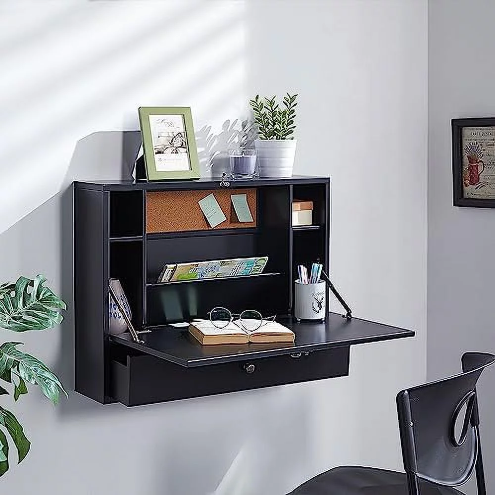 Willingham Wall Mount Folding Desk, Black
