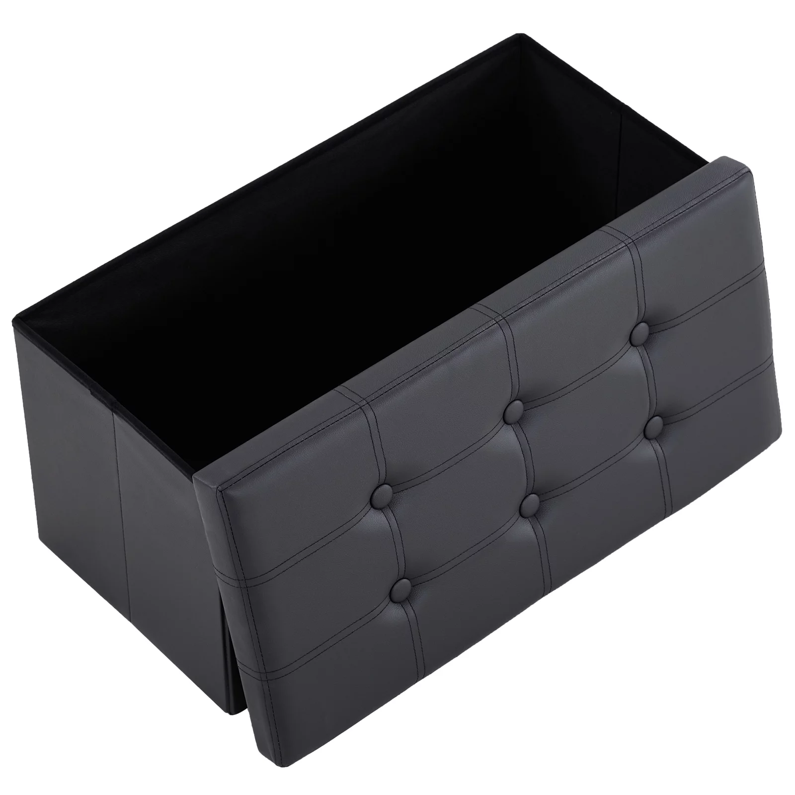30 inches Folding Storage Ottoman Bench, Storage Chest, Foot Rest Stool,Black