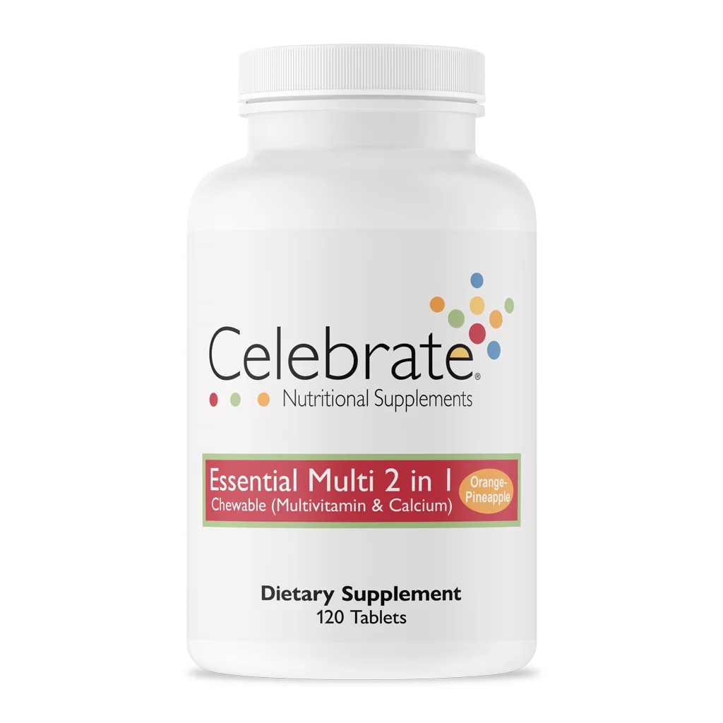 Celebrate Vitamins 2-in-1 Bariatric Multivitamin with Calcium Citrate Chewables, Orange Pineapple, 120 count