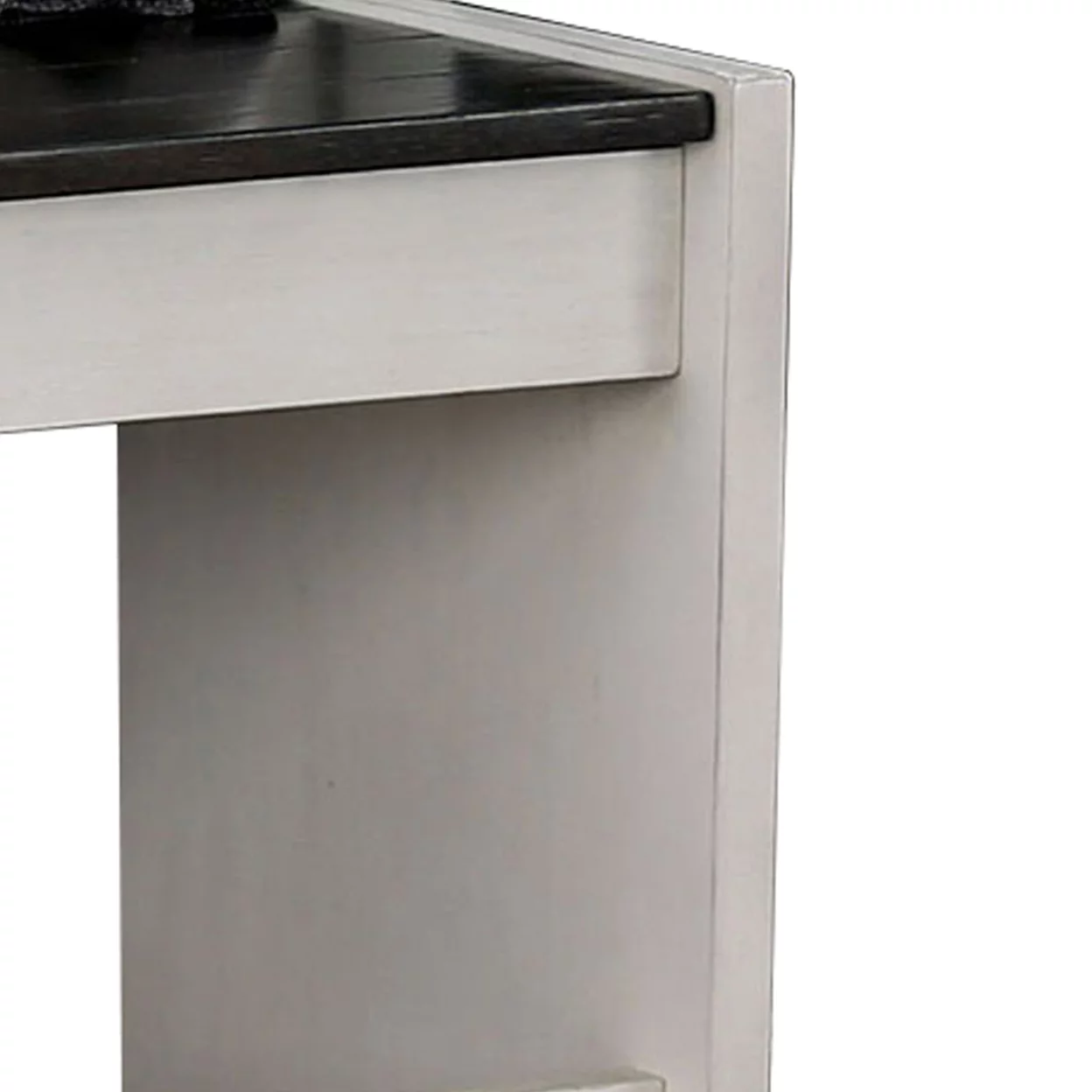 Wooden Counter Height Bench with Lift Top Seat, White and Black- Saltoro Sherpi