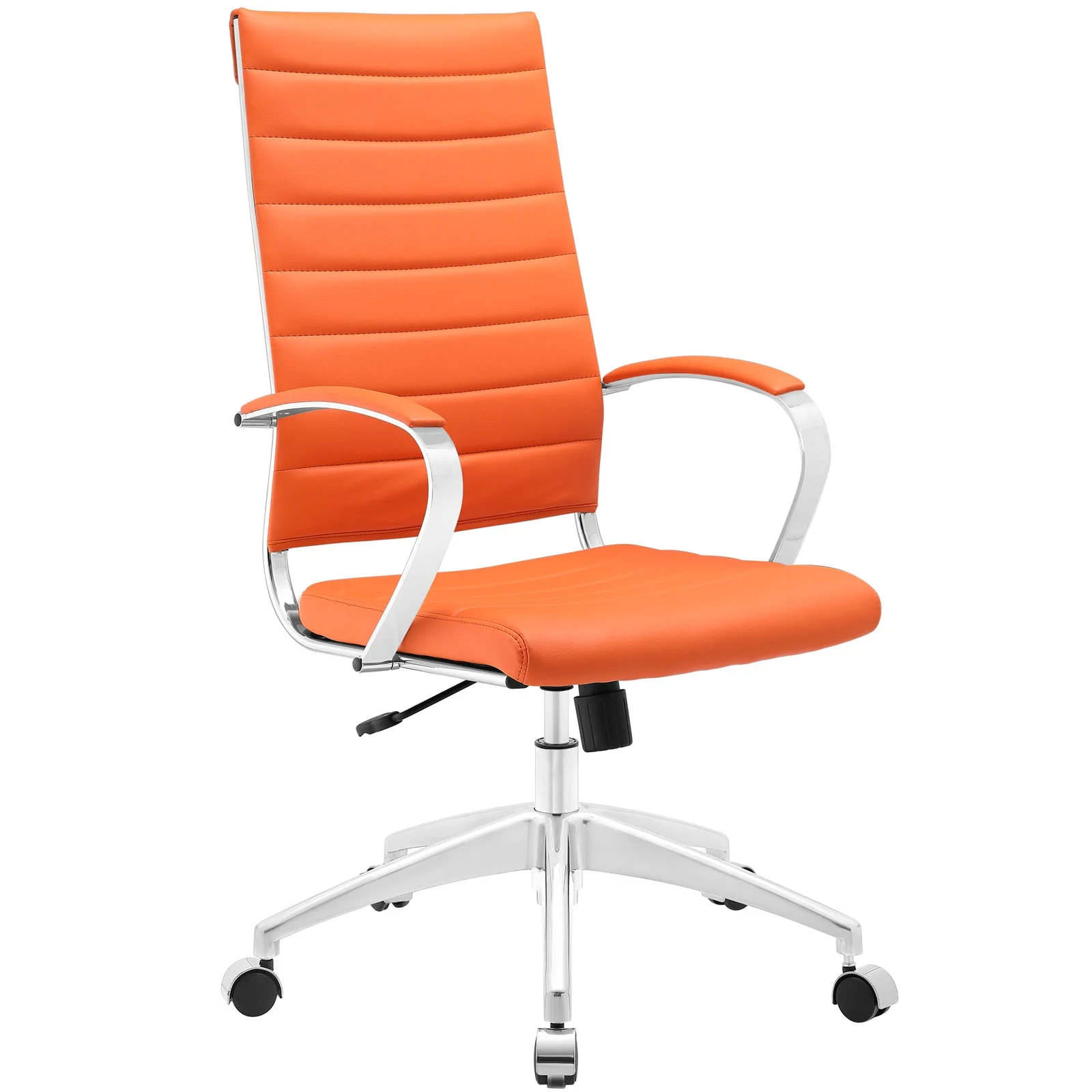 Modern Contemporary Highback Office Chair, Orange Faux Leather