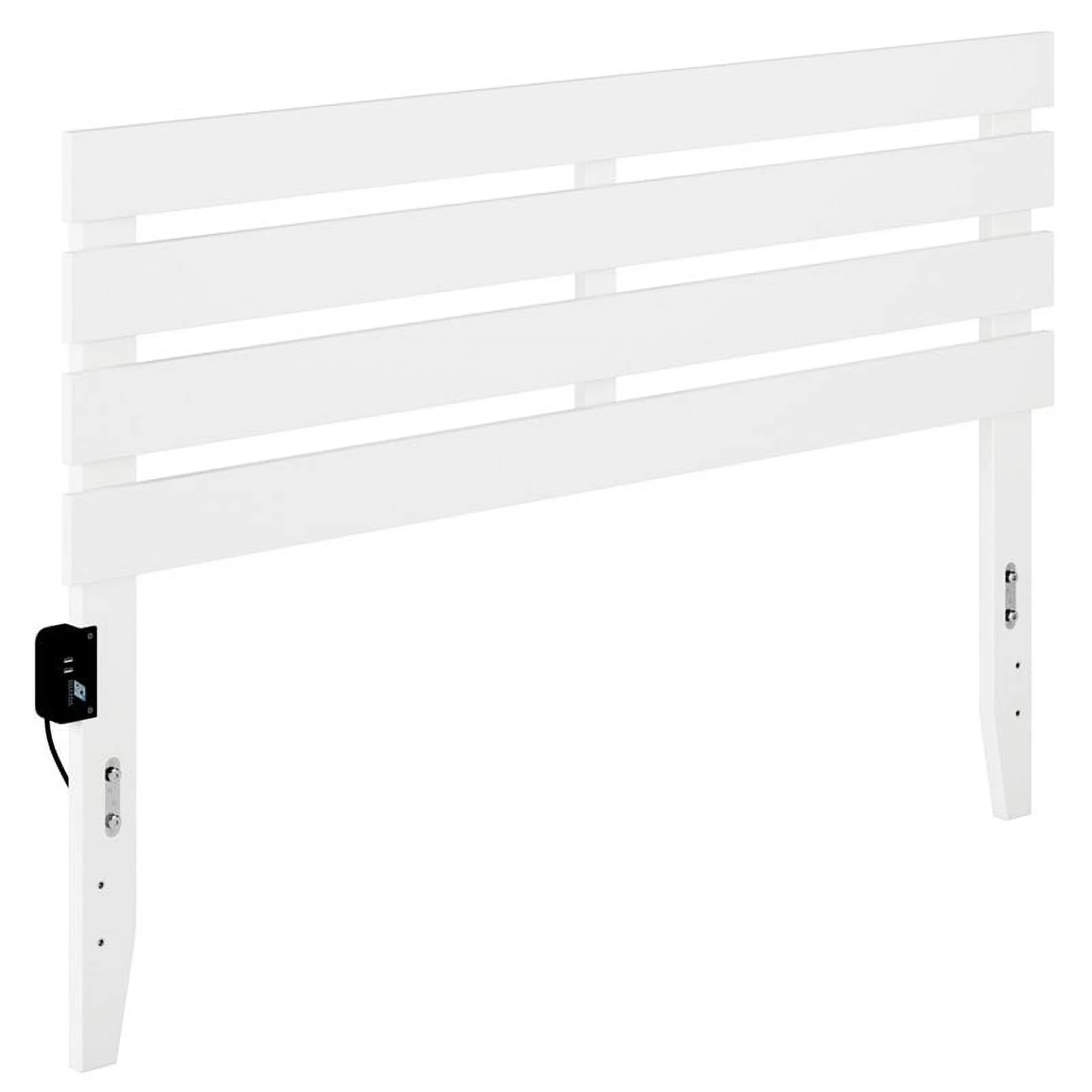 Pemberly Row Modern Solid Wood Queen Headboard with USB Charger in White