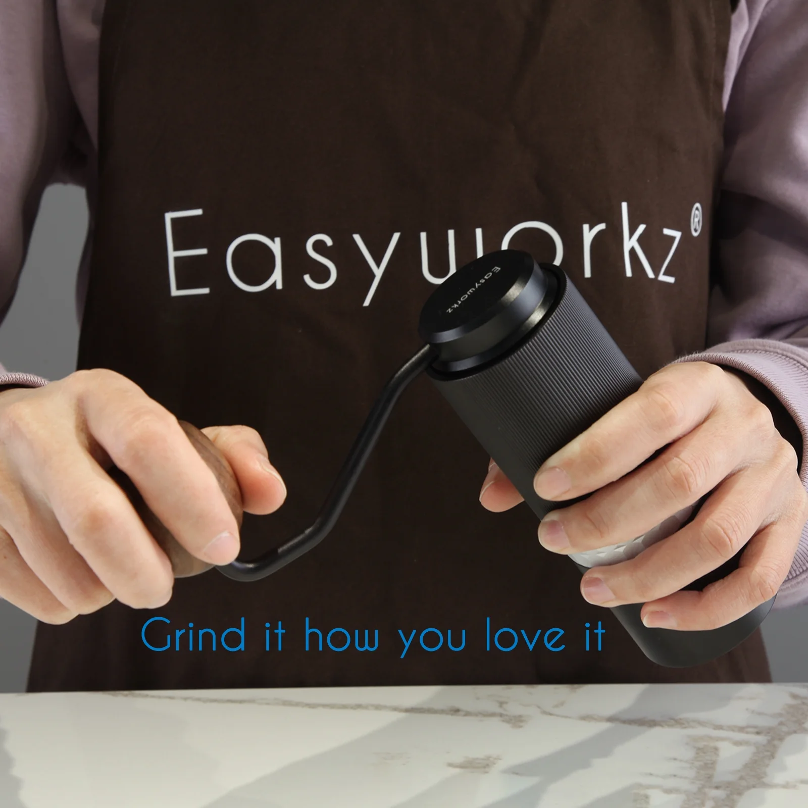 Easyworkz Manual Coffee Bean Grinder with Adjustable Conical Stainless Steel Burr Mill Tool, Black