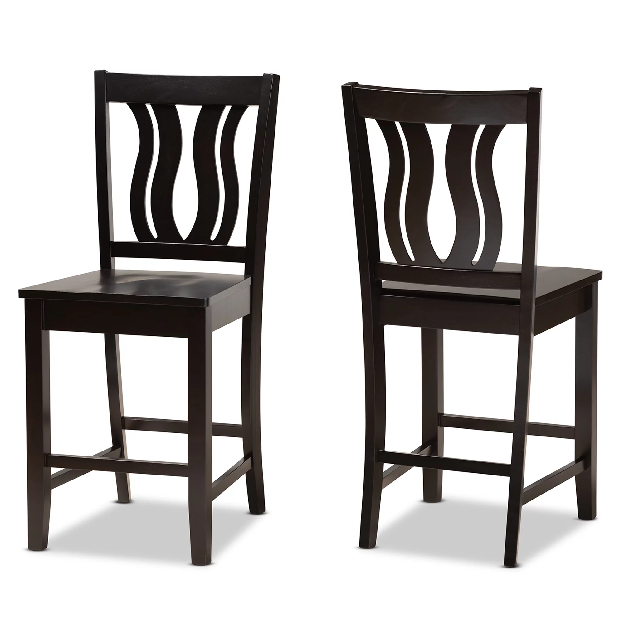 Baxton Studio Fenton Bar Stool, Dark Brown, Set of 2