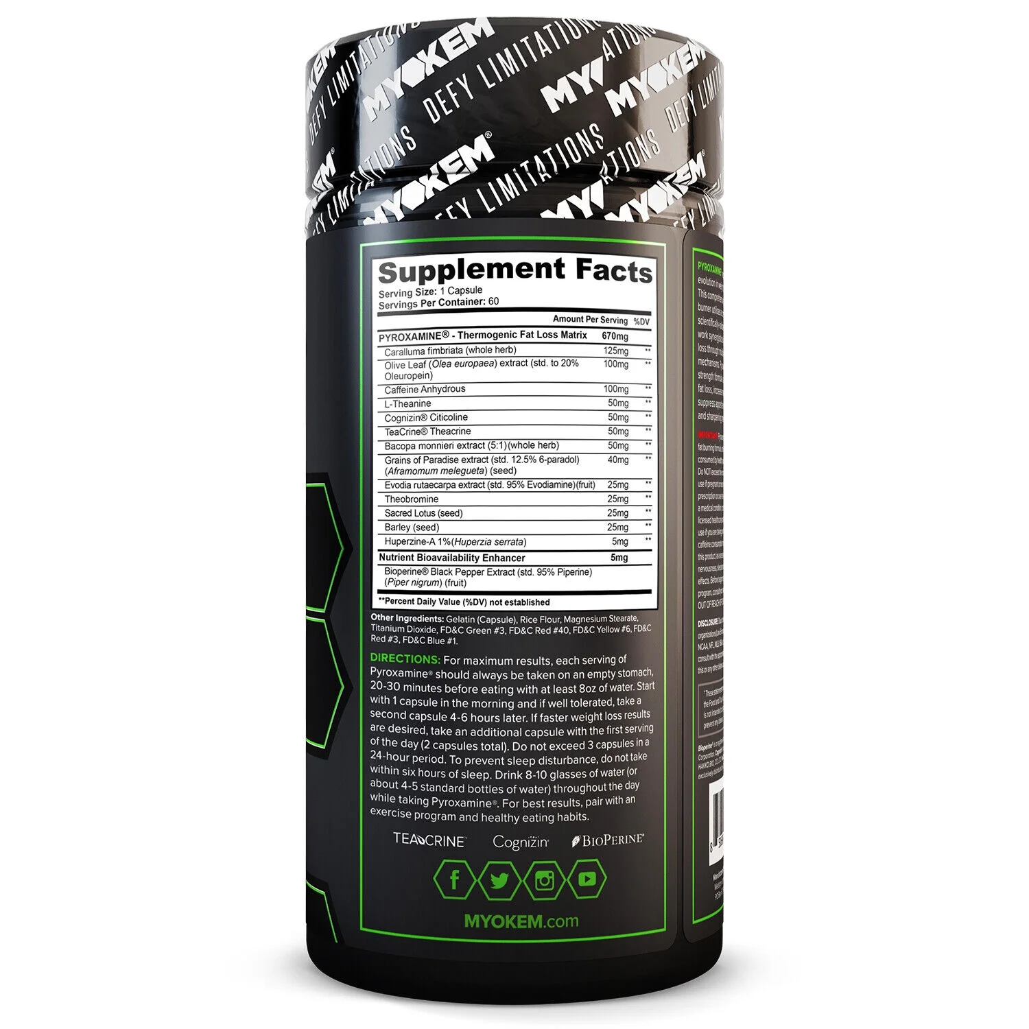 PYROXAMINE Professional Strength Fat Burner Weight Loss Diet Pill Supplement 60 Capsules