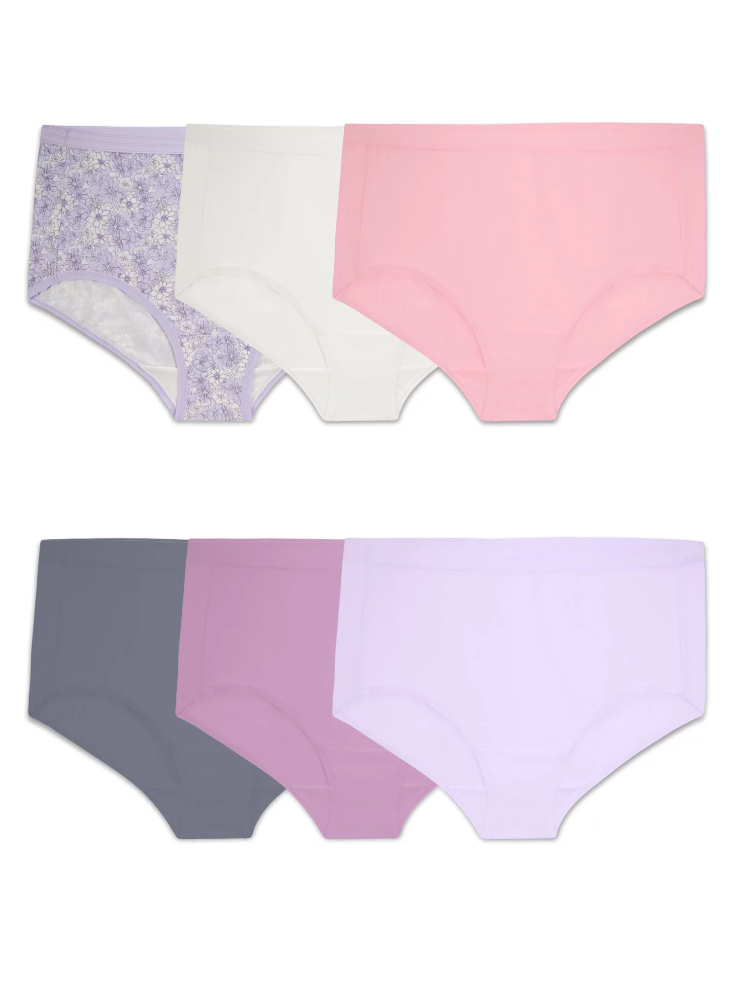 Fit for Me by Fruit of the Loom Women's Plus Size Microfiber Brief Underwear, 6 Pack