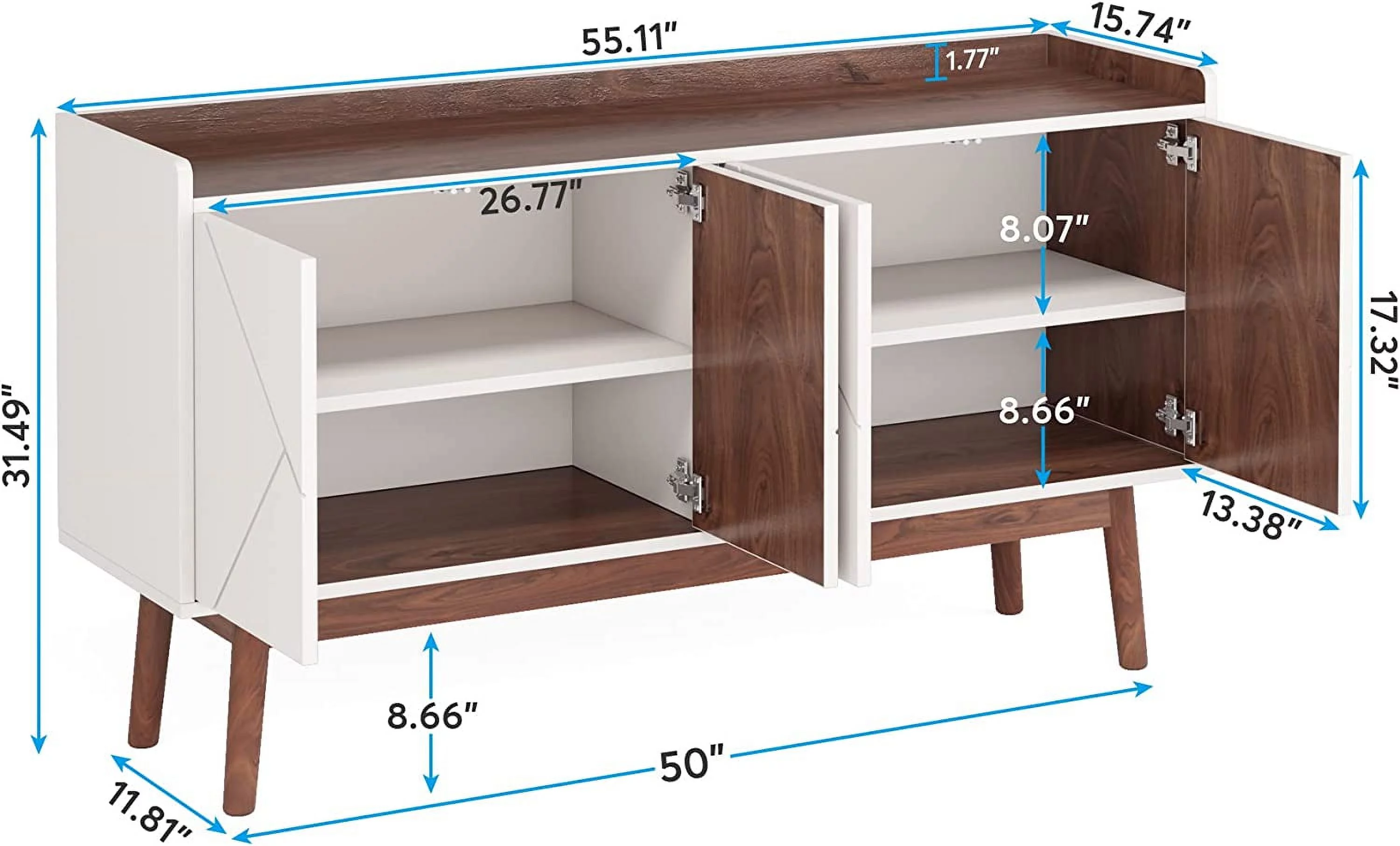 Tribesigns Buffet Cabinet with Storage, Kitchen Sideboard Buffet Table 55