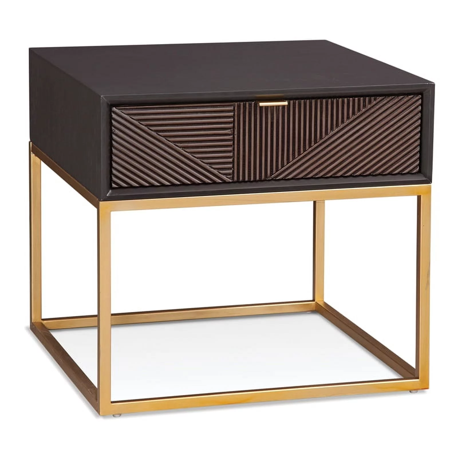 Beader Rectangular End Table in Black Wood and Metal