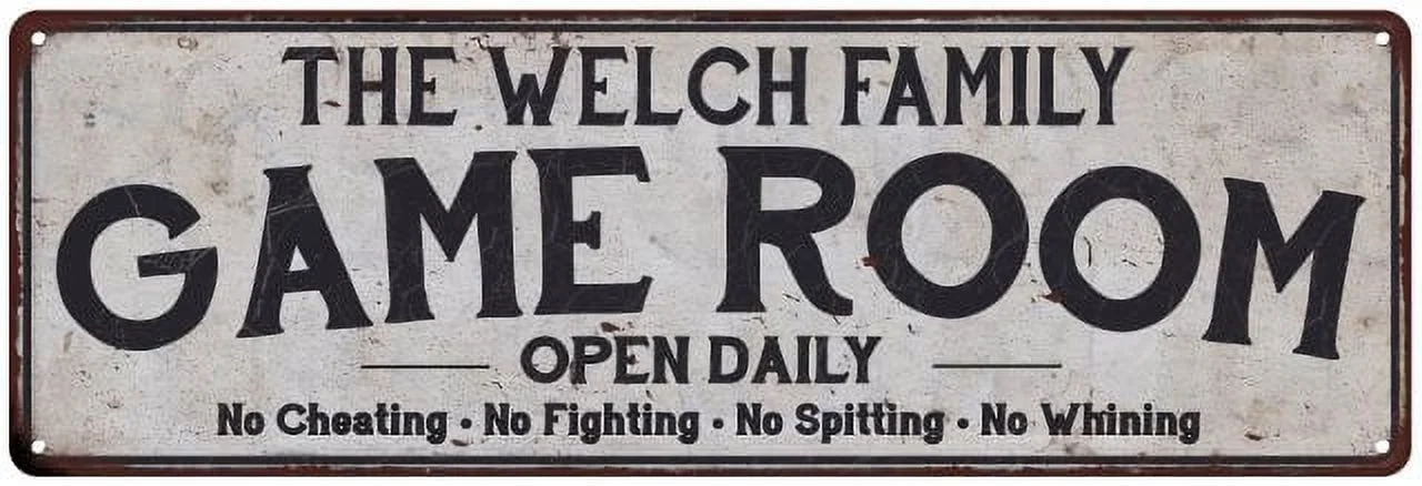 THE WELCH FAMILY Gift Game Room Country Metal 6x18 Sign 206180042204