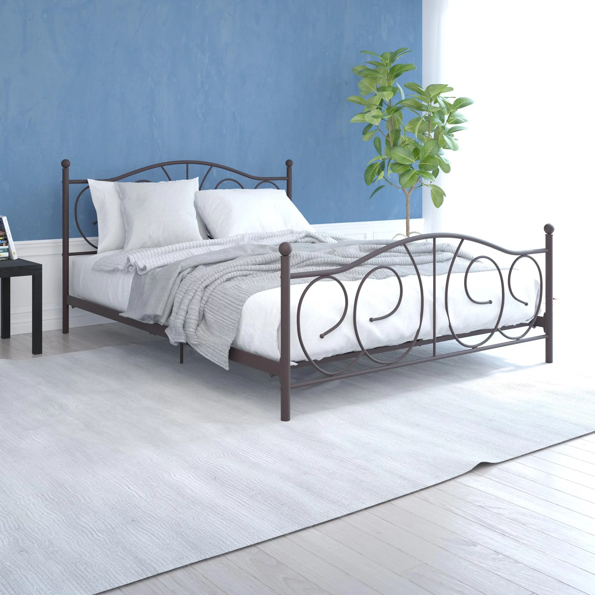 DHP Victoria Metal Platform Bed, Queen, Bronze