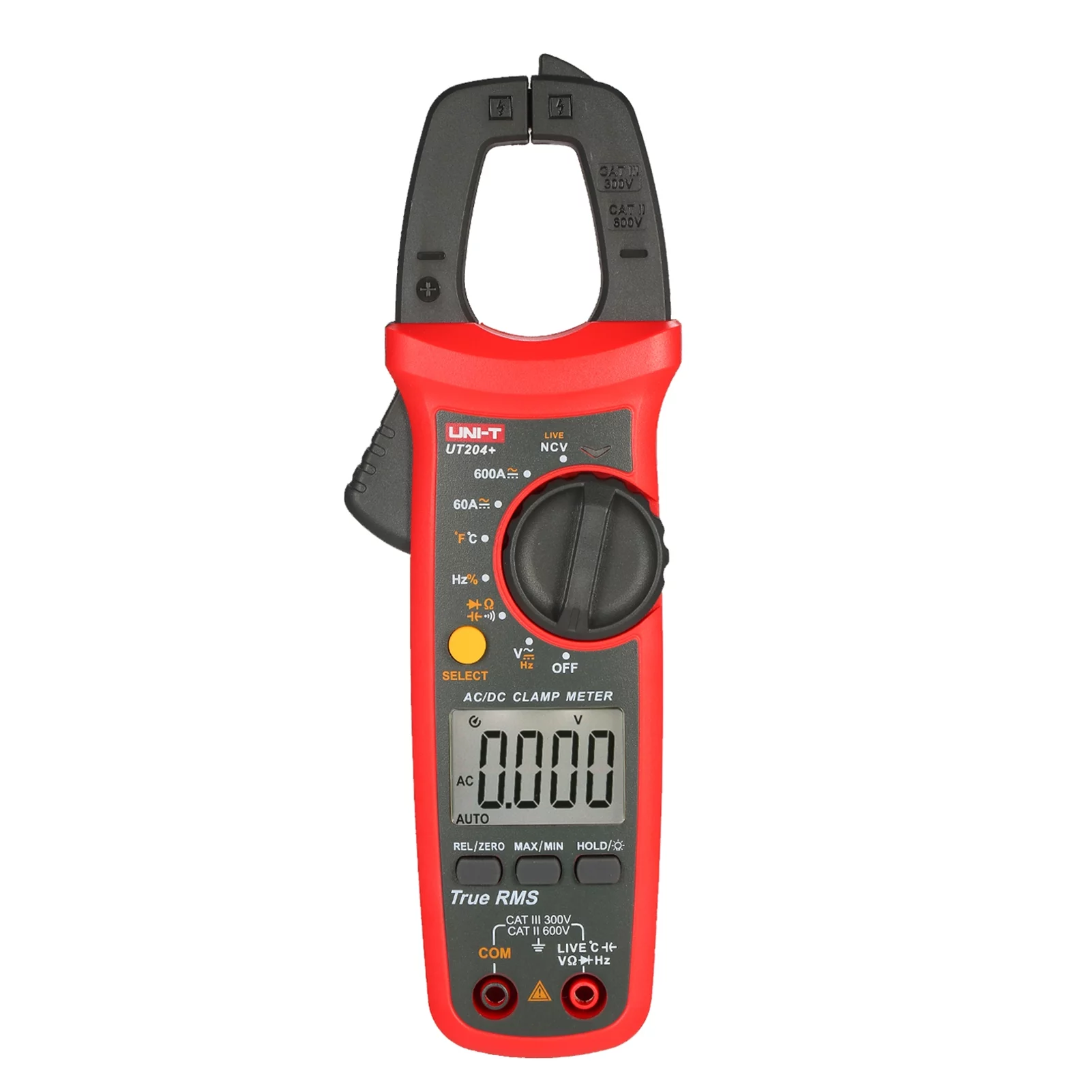 UNI-T Uni-T Ut204+ 6000 Counts Digital Clamp Meter True Rms Multimeter Clamp Ammeter Voltage Meter Ncv Test Universal Meter Tester Ac/Dc Current Clamp Tester -40~1000℃ Temperature Measurement Live