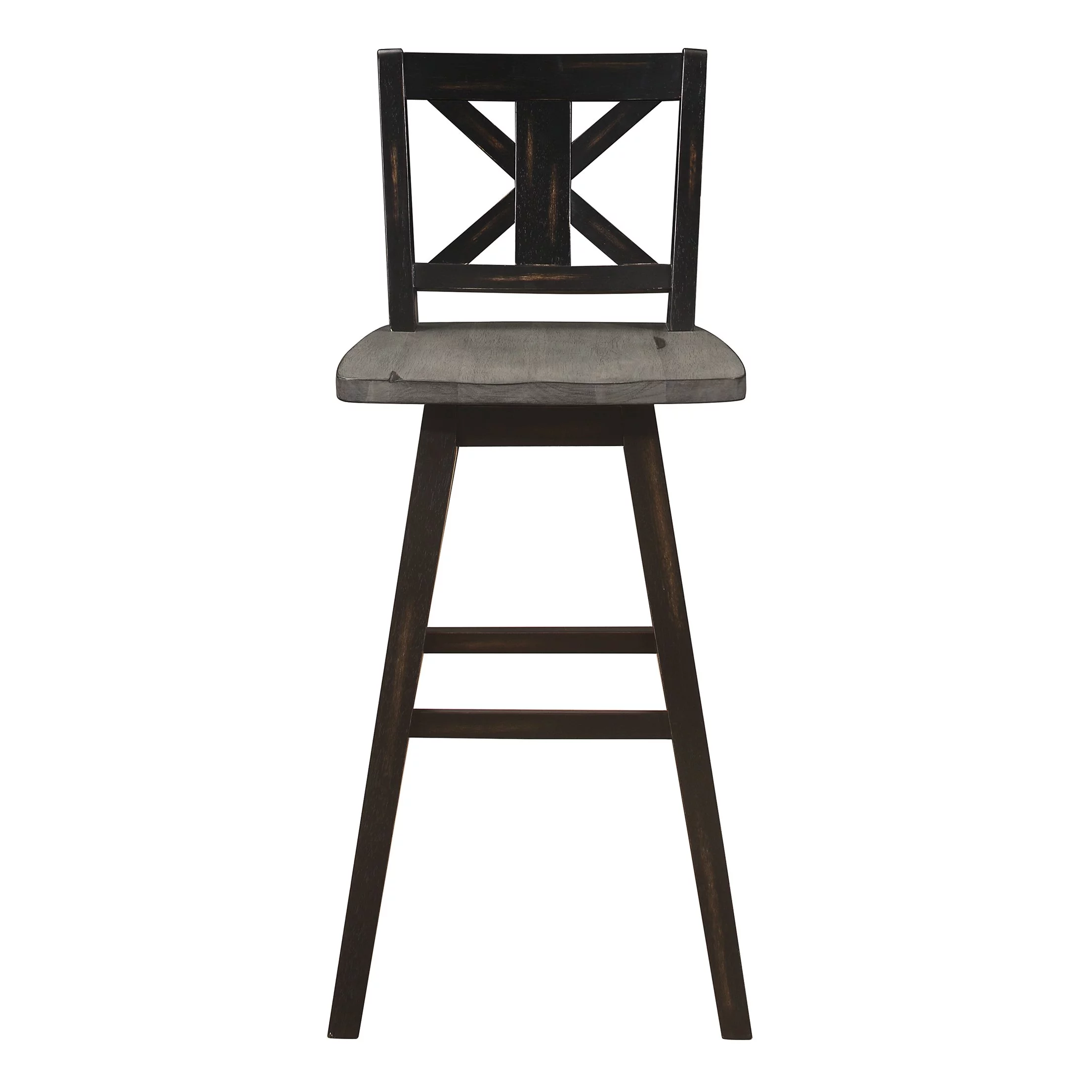 OakvillePark Roscoe Swivel Pub Height Barstool (Set of 2), Black/Gray