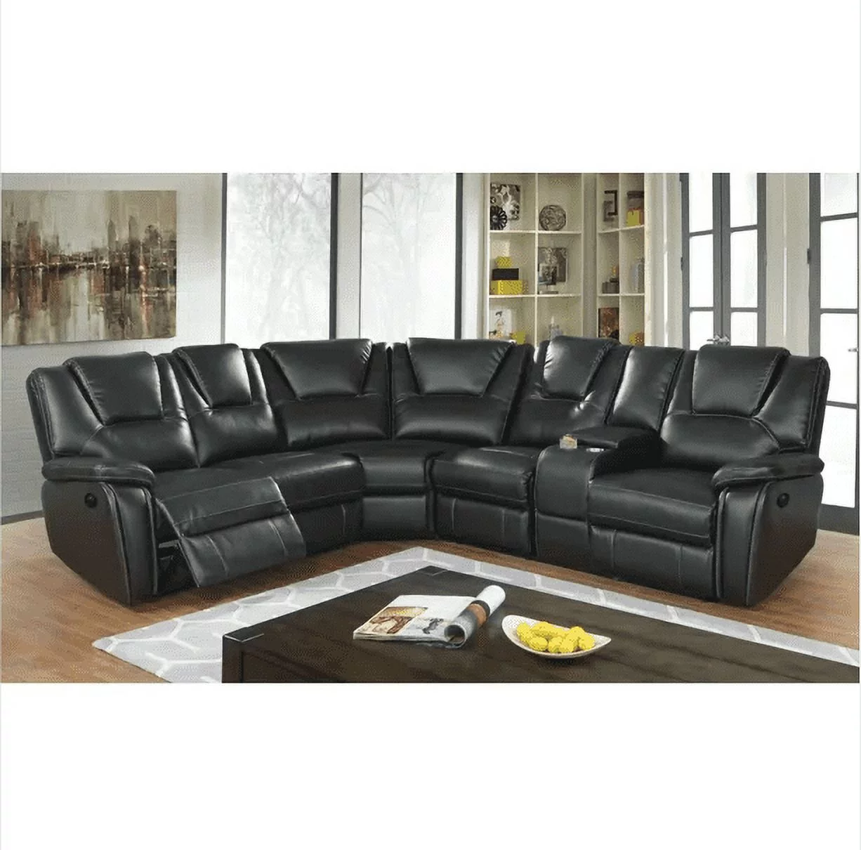 Ucloveria 5 Piece Sectional Sofa with 2-Power Recliners, Lumbar Support, USB Charging Station