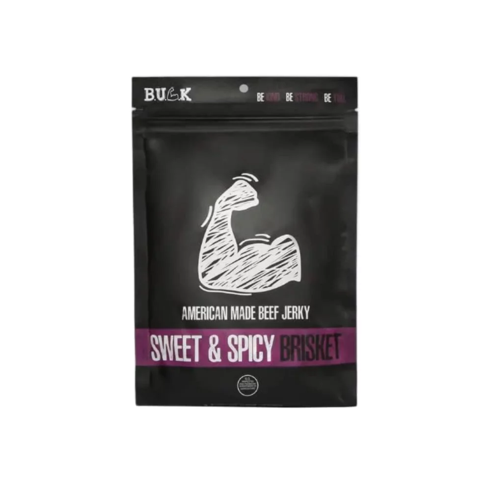 Bulk Beef Jerky All Natural Brisket Dried Beef, Low Fat and Calorie Snacks, Sweet and Spicy, 8oz