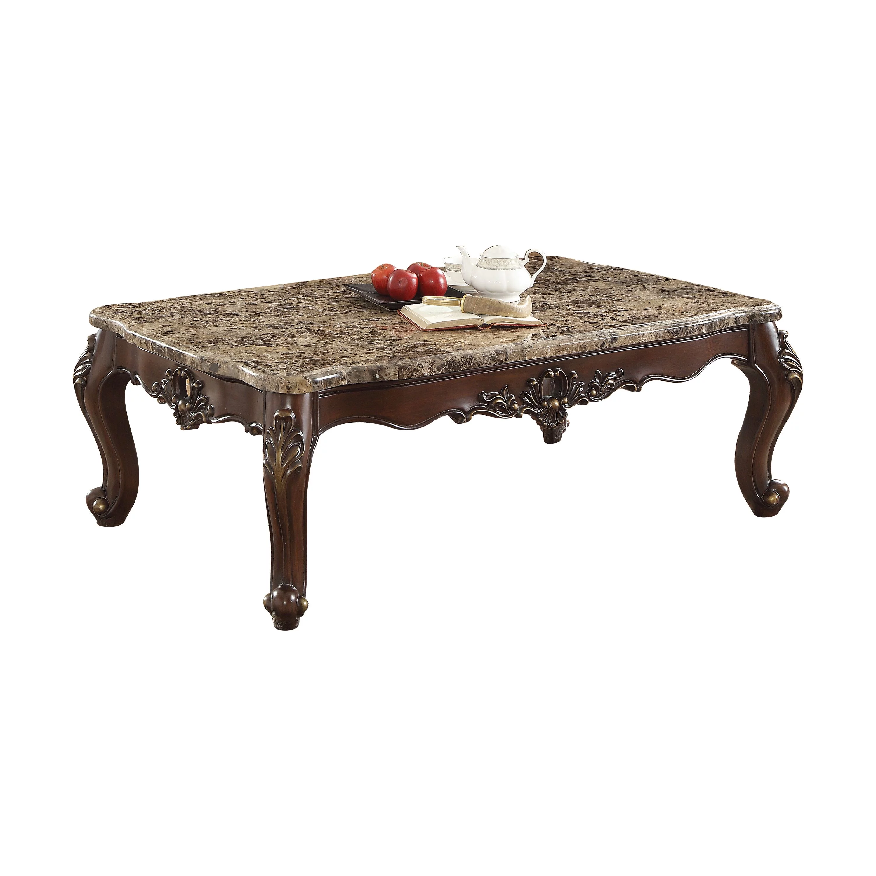 Acme Furniture Devayne Coffee Table, Marble & Dark Walnut