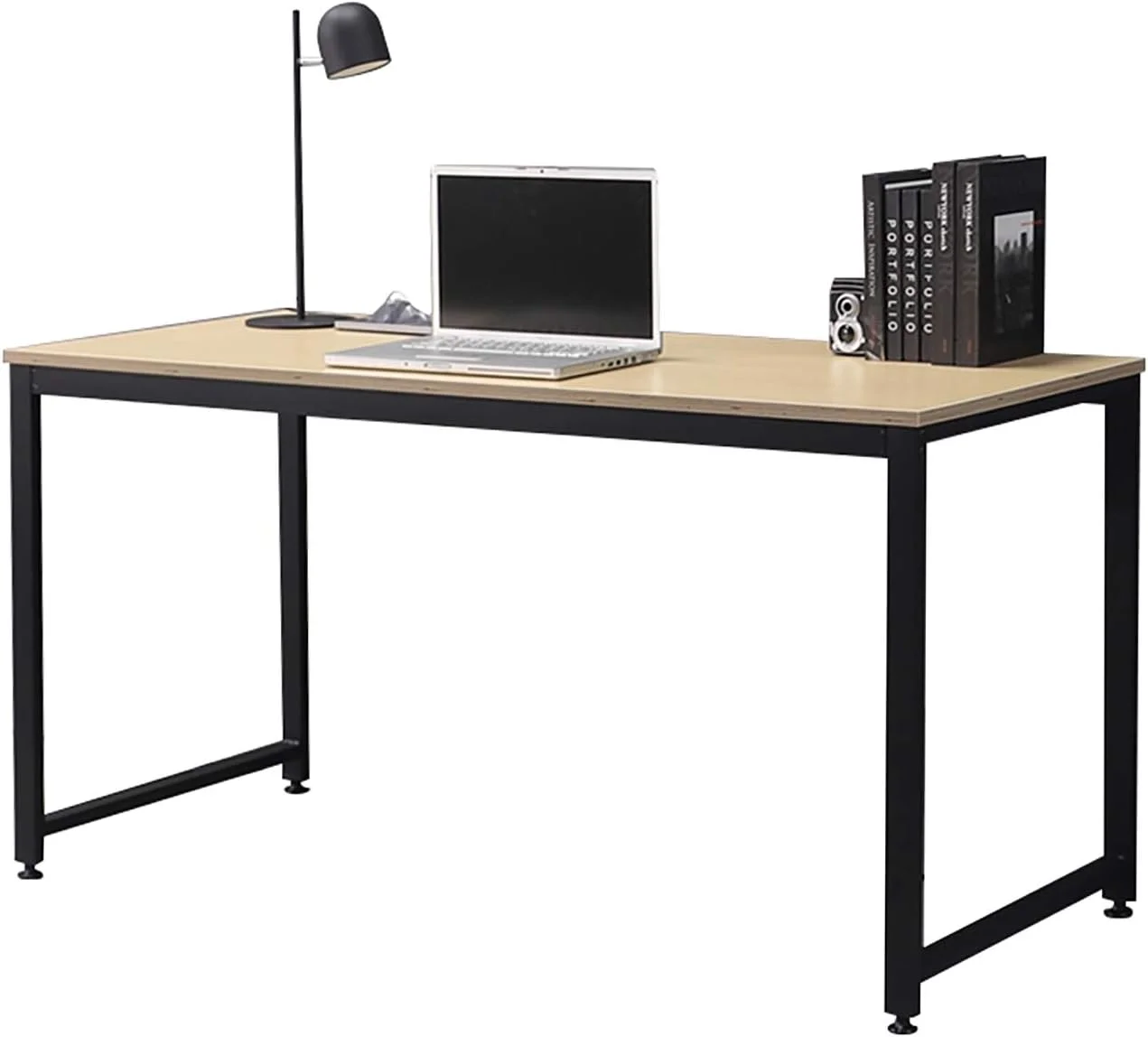 Computer Writing Desk Workstation Table Home Office Design For Video Gaming, Designers And Entrepreneurs, Large Desktop With Sturdy Metal Frame, Oak/Black
