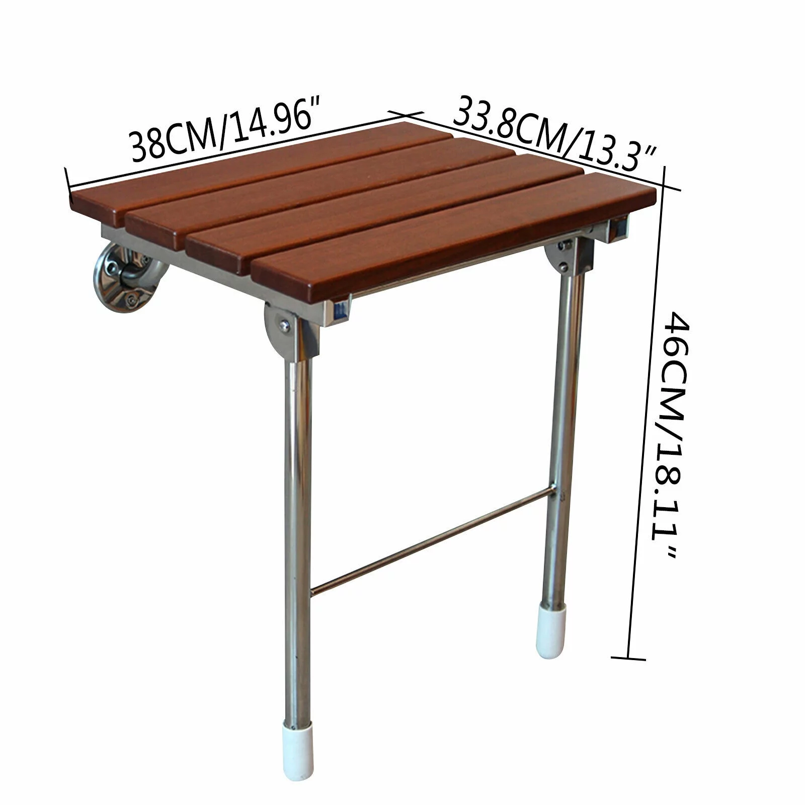 Folding Shower Seat Wall Mounted Wood Bathroom Chair Shower Spa Bench Seat Stool