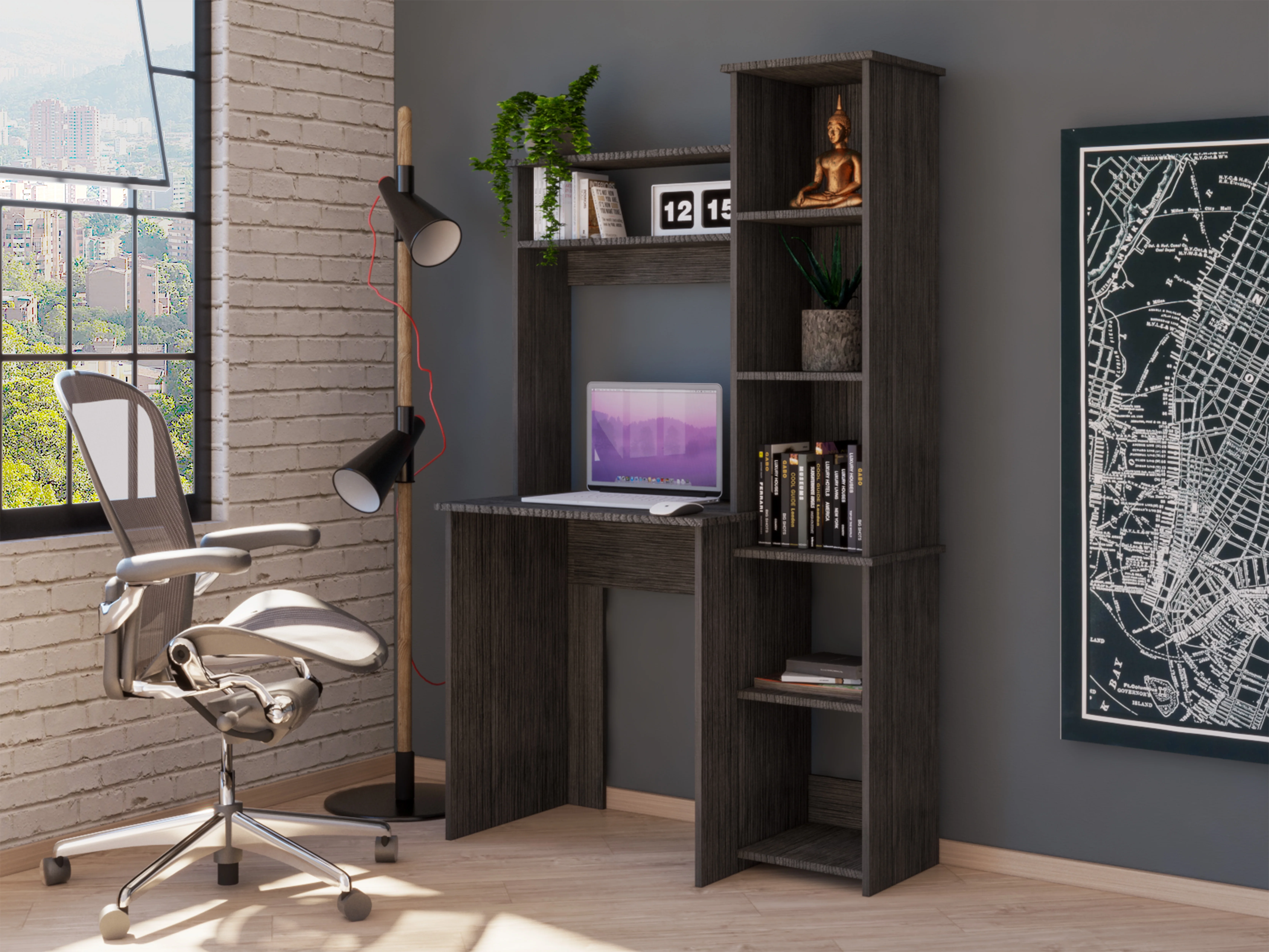 Depot E-Shop DE-ELV5202 Aramis Desk, Smokey Oak