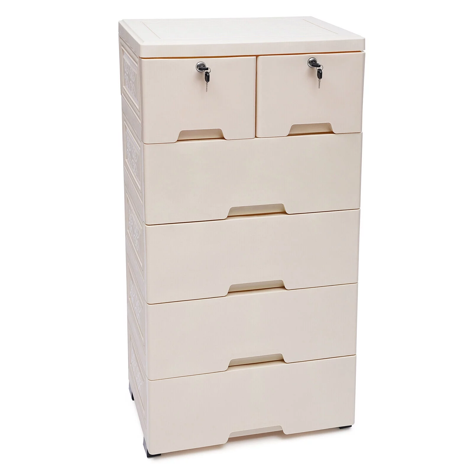 Movable Storage Cabinet PP Cabinet Garage Tool with 6 Drawers Lockable Cupboard