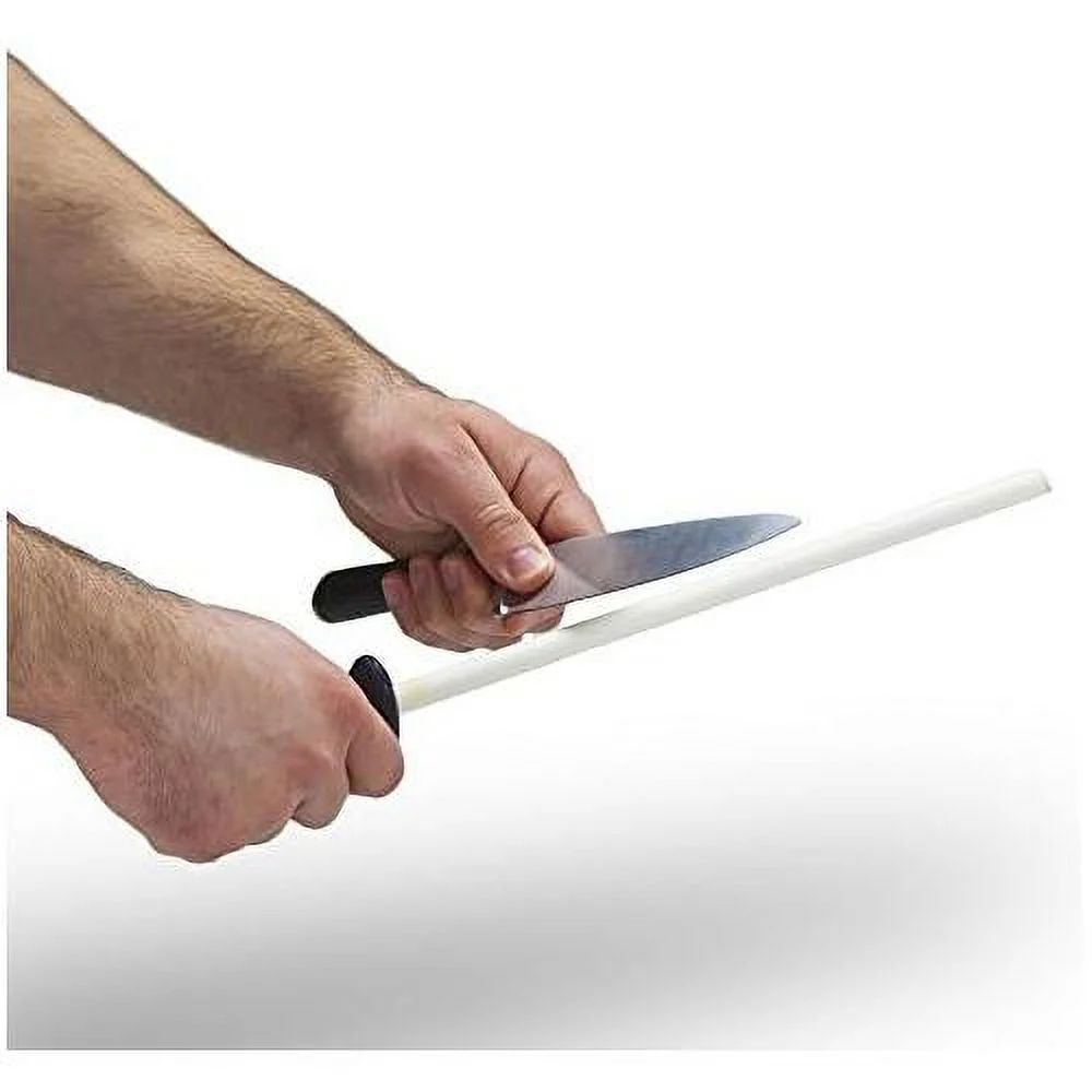 Ceramic Honing Rod - Knife Honer With Safety Guard & Ergonomic Handle - Restoration Tool For Dull Blades - Supplies For Home Kitchen, Professional Chef, & Restaurants (12-Inches)