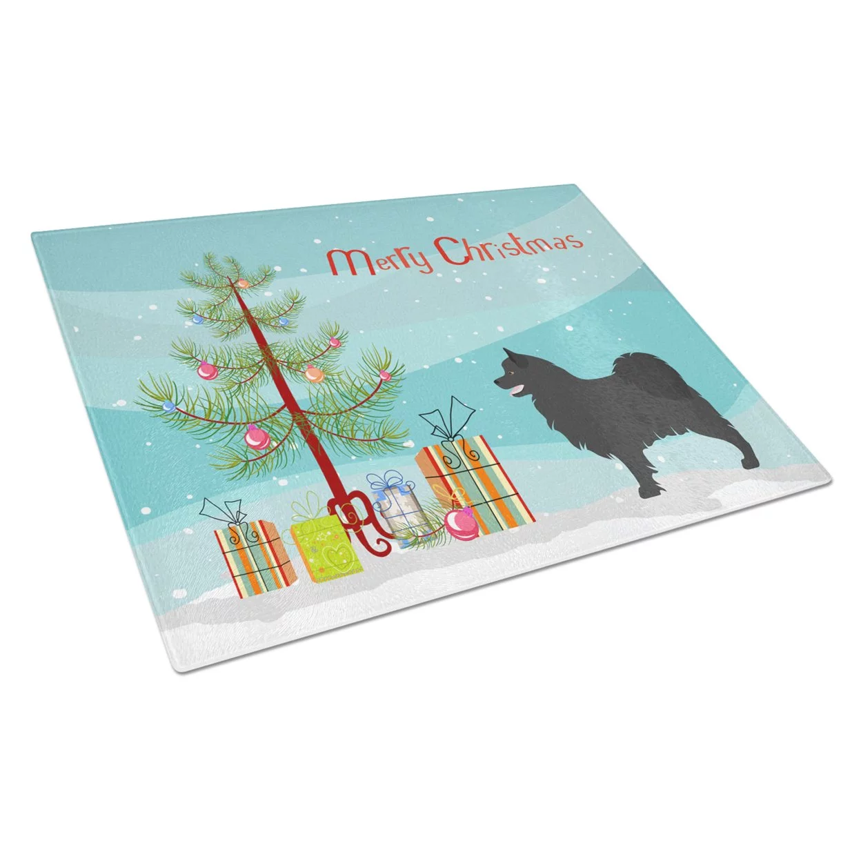 Caroline's Treasures Swedish Lapphund Christmas Glass Cutting Board Large