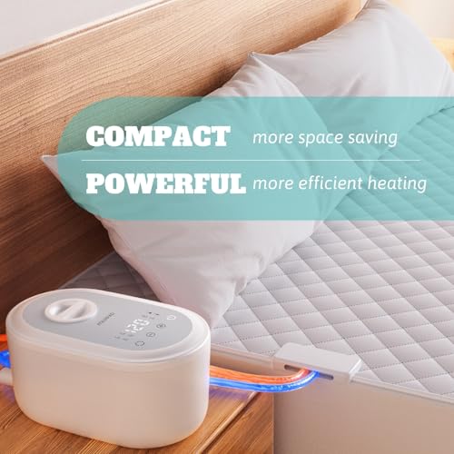 AquaPad CozyFlow Mini Water Heated Mattress Pad, 3 YR AquaCare, UL499 Tested, No Electric Wire, All Digital, AirQuiet 2.0 Technology, Smart, Smooth, Hydro Heat (Queen)