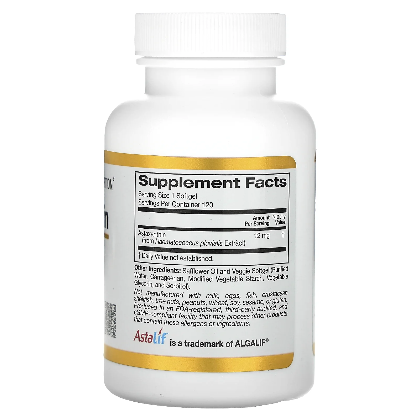 Astaxanthin, Antioxidant Carotenoid, AstaLif Pure Icelandic Biologically Active 99% isomer, 12 mg, 120 Veggie Softgels