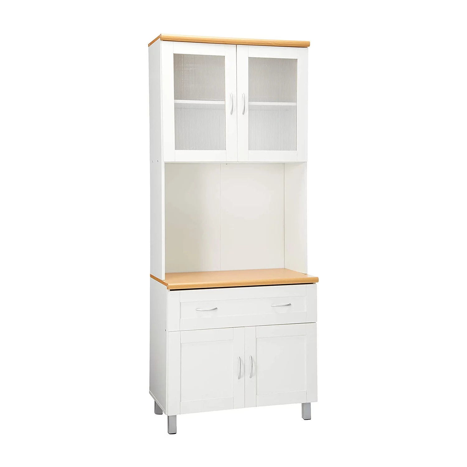 Hodedah HIK92 Kitchen China Cabinet with Transparent Doors, White