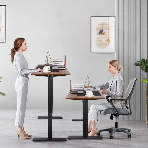 farexon Electric Standing Desk 55 x 24In with Charging Station, Stand up Desk with Oversized Mouse Pad, 2 USB Ports & 3 Power Outlets, 4 Caster, 4 Preset Heights Easy to Set（Brown）