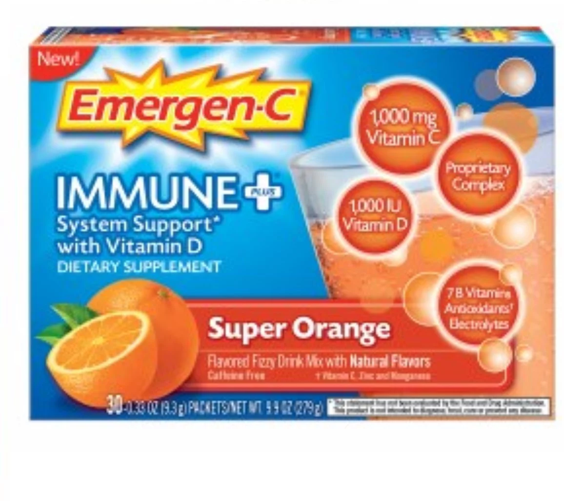 Emergen-C Immune+ Dietary Supplement Super Orange, 30 ea (Pack of 6)